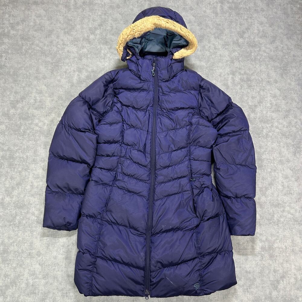 Mountain Hardwear Downtown Down Coat OL6795 Womens M Purple Fur Hood